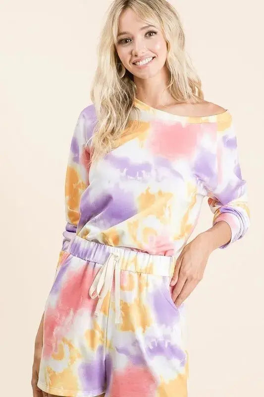 BiBi Tie Dye French Terry Top and Shorts Set - Love Salve