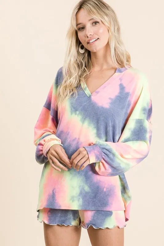 BiBi Tie Dye French Terry Top and Shorts Set - Love Salve
