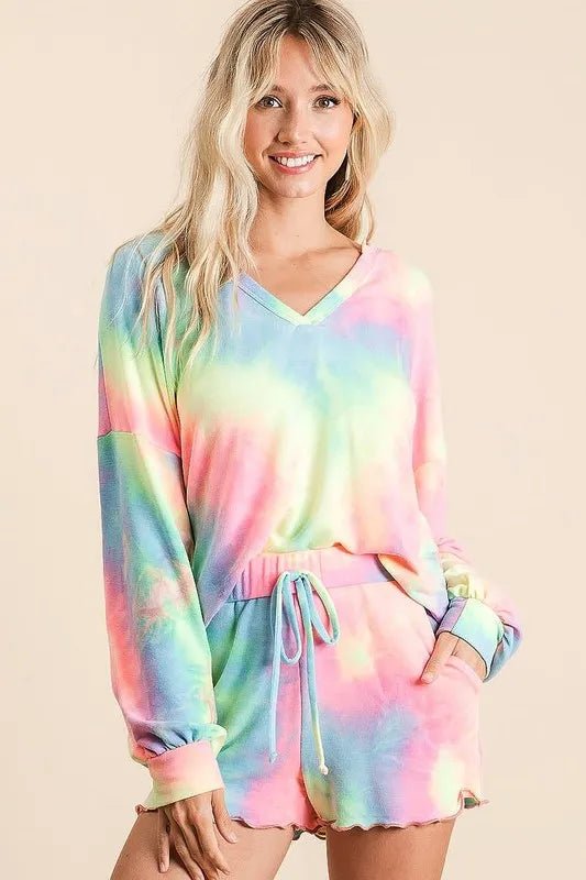 BiBi Tie Dye French Terry Top and Shorts Set - Love Salve