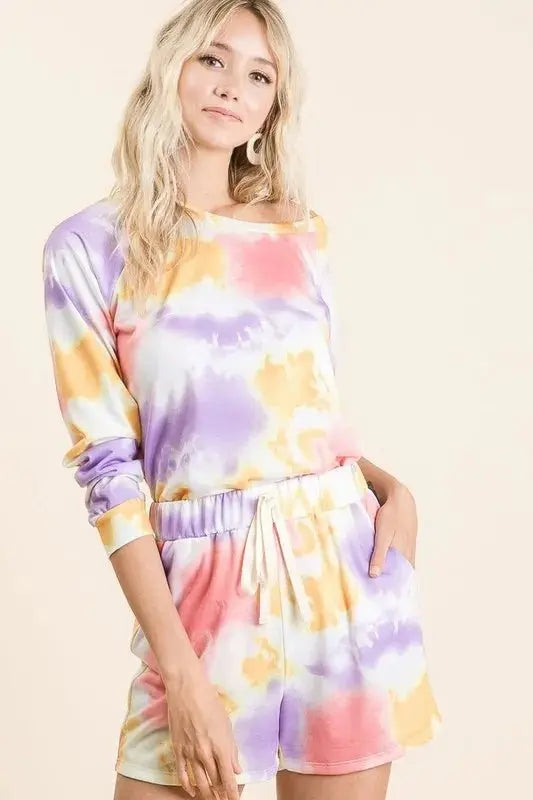BiBi Tie Dye French Terry Top and Shorts Set - Love Salve