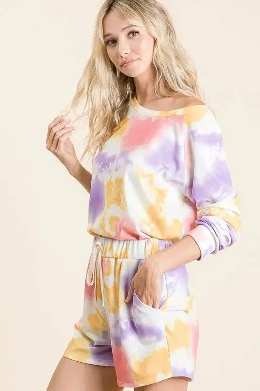BiBi Tie Dye French Terry Top and Shorts Set - Love Salve