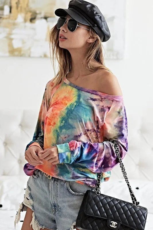 BiBi Tie Dye Soft Knit Jersey Top for Casual Comfort - Love Salve 