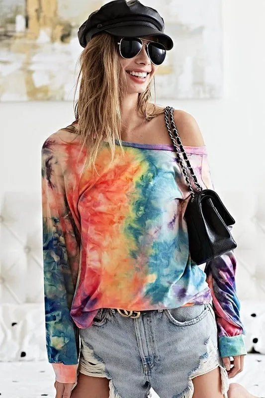 BiBi Tie Dye Soft Knit Jersey Top for Casual Comfort - Love Salve 