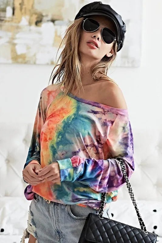 BiBi Tie Dye Soft Knit Jersey Top for Casual Comfort - Love Salve 
