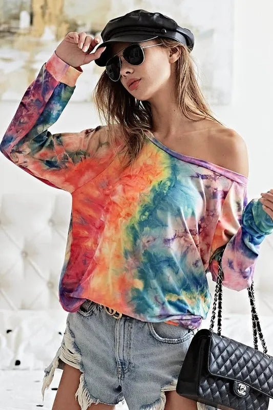 BiBi Tie Dye Soft Knit Jersey Top for Casual Comfort - Love Salve 