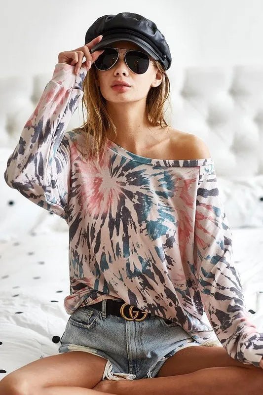 BiBi Tie Dye Terry Knit Terry Top for Casual Style - Love Salve 