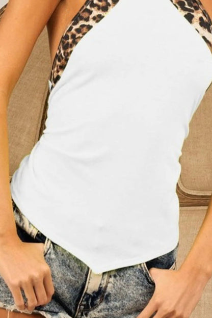 BiBi Triblend Leopard Halter Neck Tied Detailed Top Women - Love Salve 