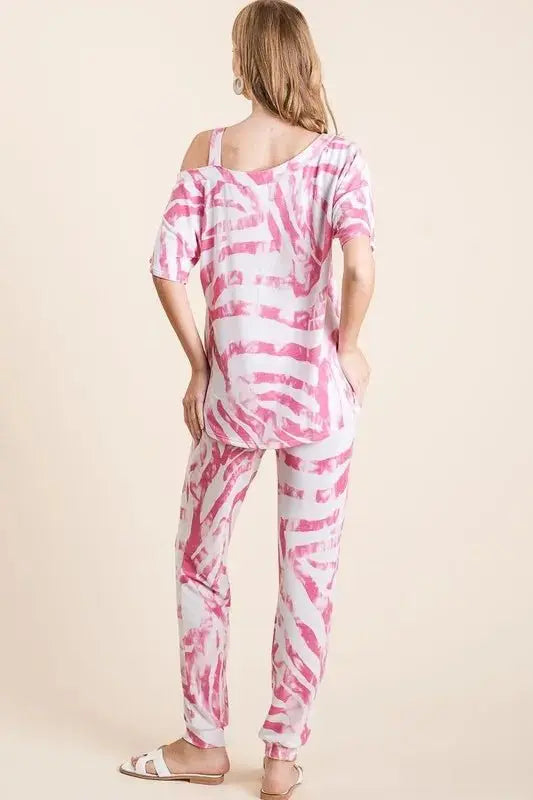 BiBi Zebra Print French Terry Top and Pants Set - Love Salve