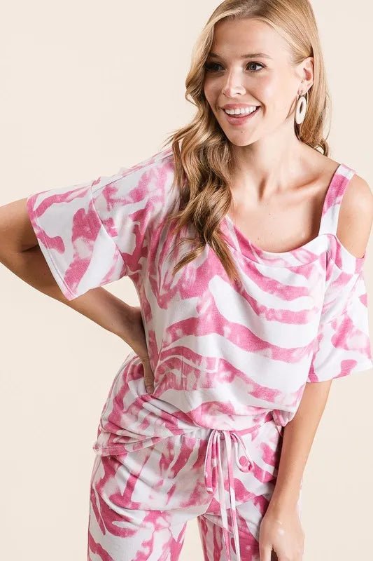 BiBi Zebra Print French Terry Top and Pants Set - Love Salve