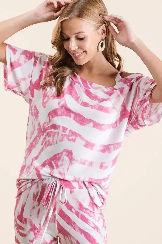 BiBi Zebra Print French Terry Top and Pants Set - Love Salve