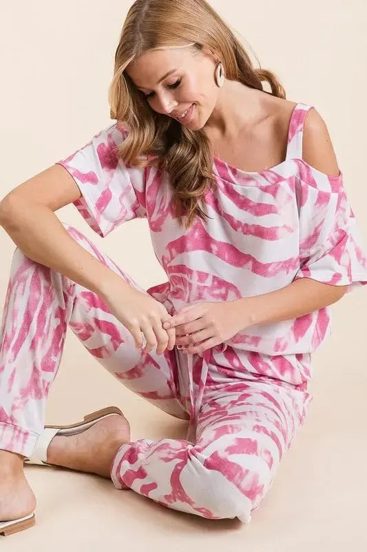 BiBi Zebra Print French Terry Top and Pants Set - Love Salve