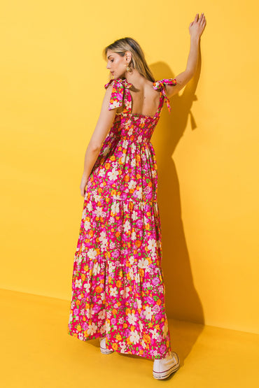 BEAUTIFUL ESSENCE FLORAL WOVEN MAXI DRESS