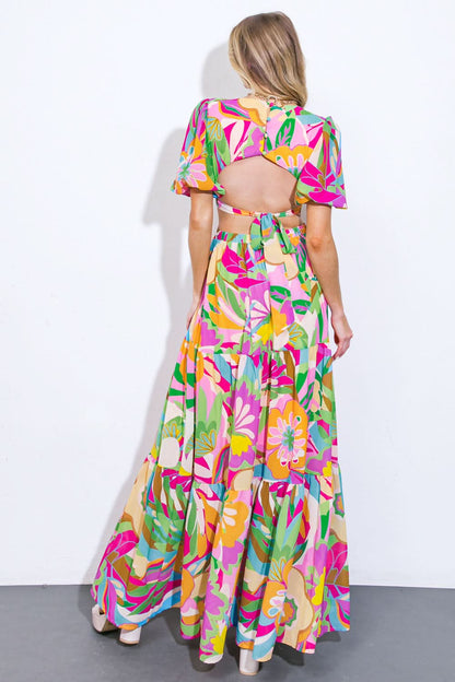 Elegant Floral Woven Maxi Dress