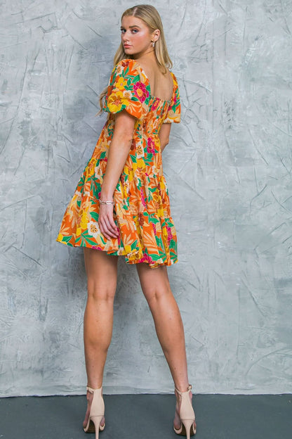 Floral Elegance Smocked Mini Dress