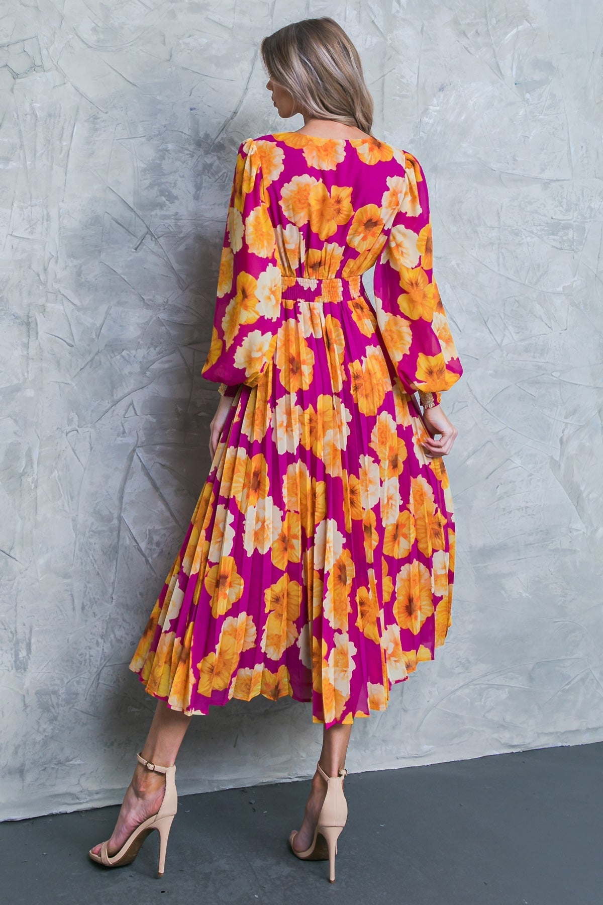 LOOK AT HER FLORAL WOVEN MIDI DRESS Flying Tomato