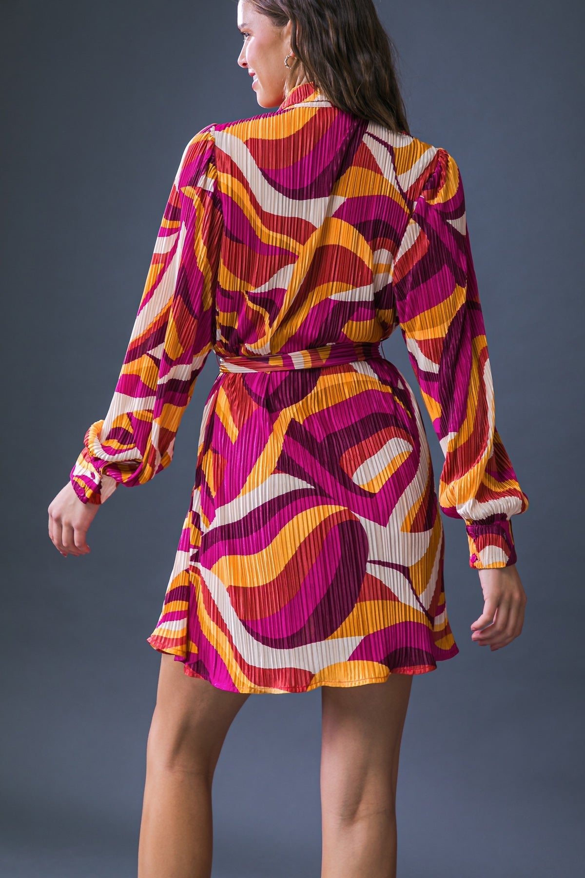 GET ON BOARD WOVEN PLISSE MINI DRESS Flying Tomato