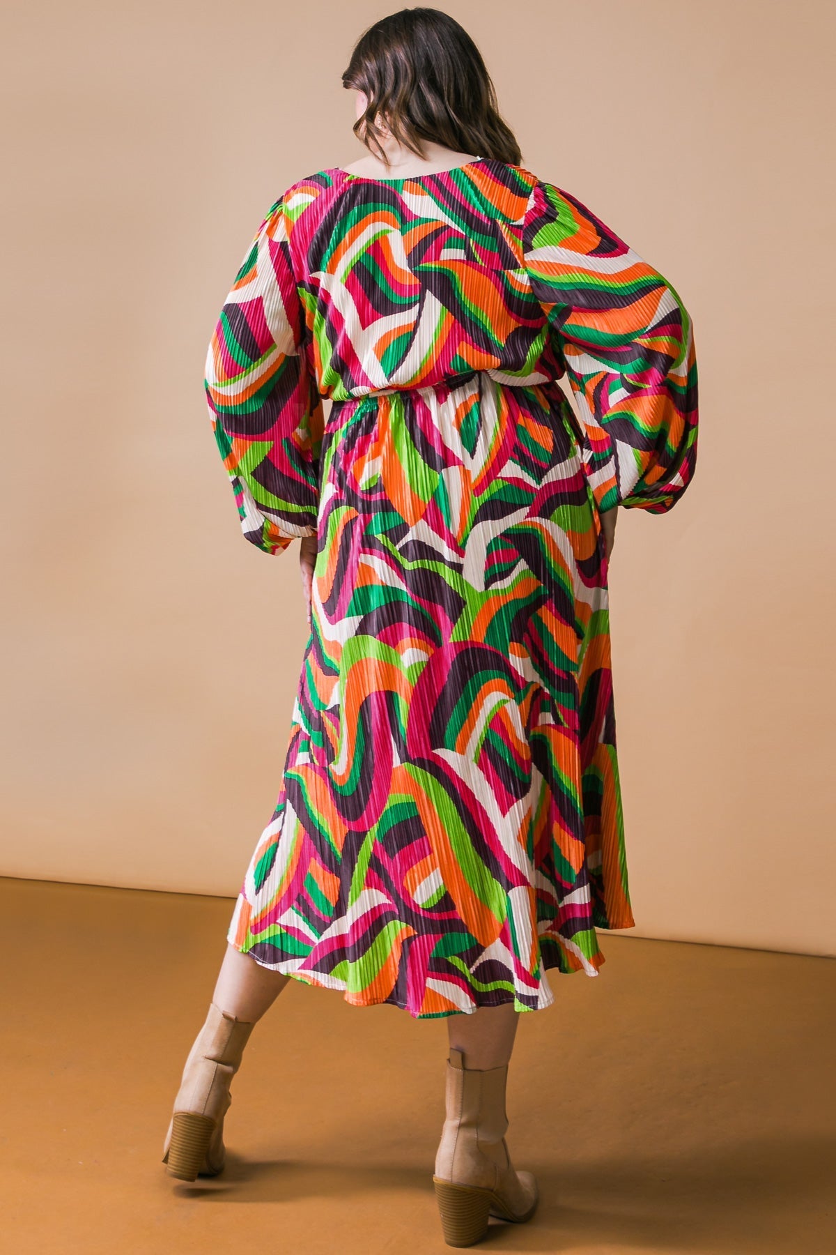 DESTINED TO IMPRESS PLISSE MIDI DRESS Flying Tomato