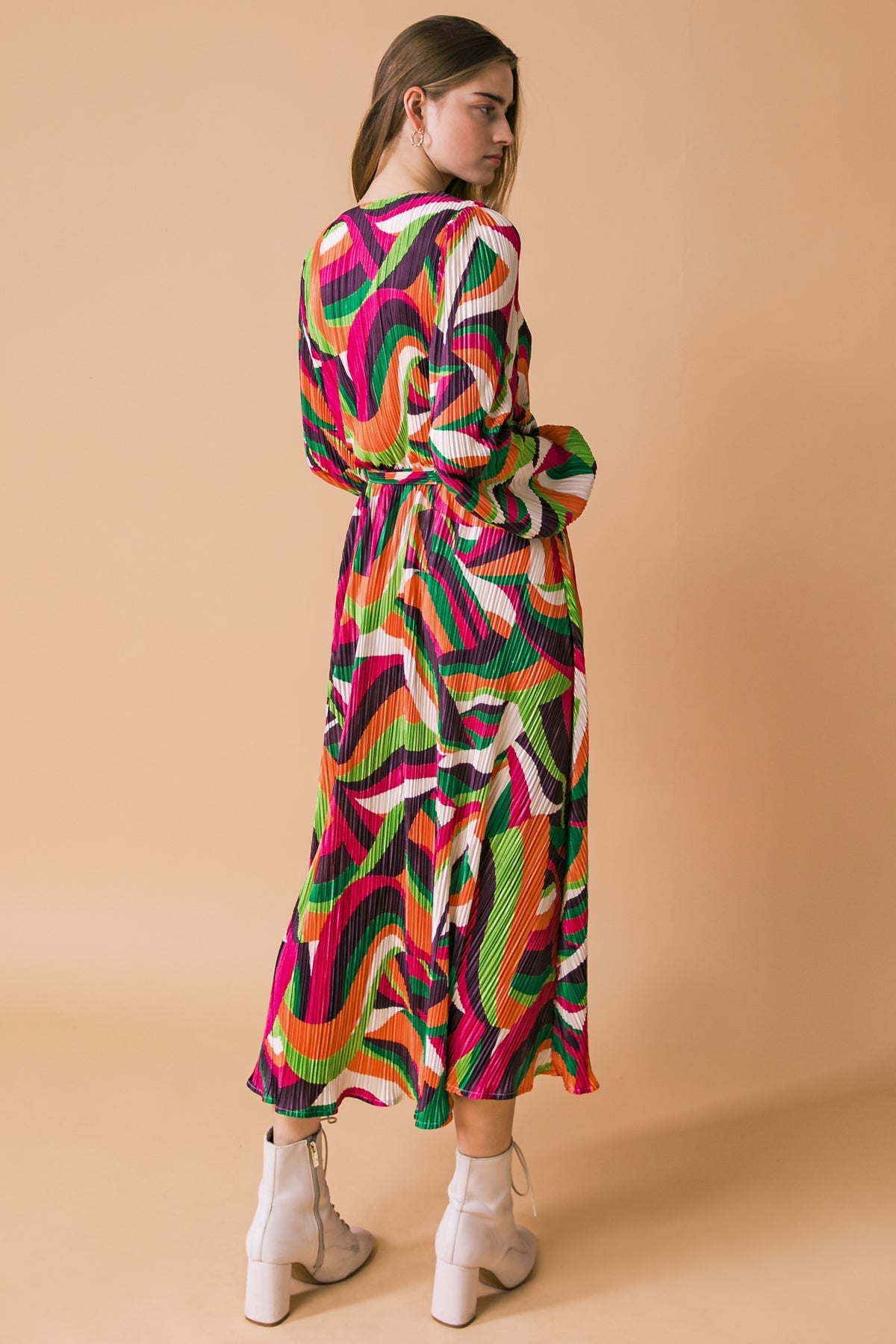 DESTINED TO IMPRESS PLISSE MIDI DRESS Flying Tomato