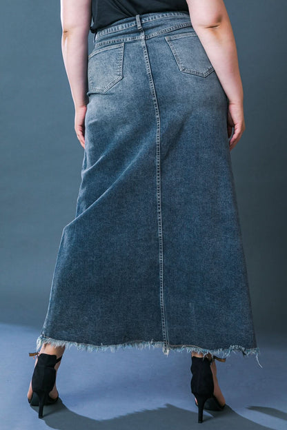 DENIM DREAMS HIGH-SLIT SKIRT