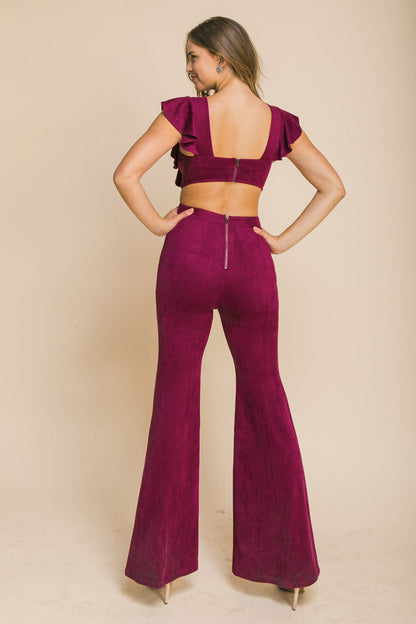 SENSATIONAL SWEETHEART SUEDE JUMPSUIT