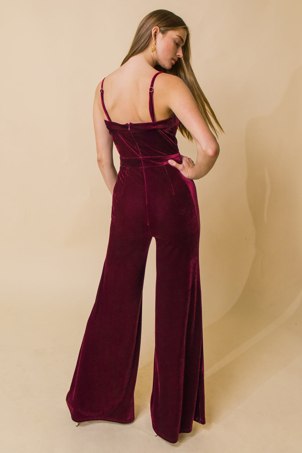BLOW A KISS VELVET JUMPSUIT Flying Tomato