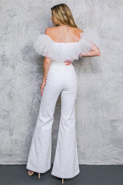 A POWER MOOD WHITE DENIM JUMPSUIT