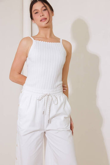 BIT OF SUNSHINE WHITE SWEATER KNIT TANK TOP - Love Salve