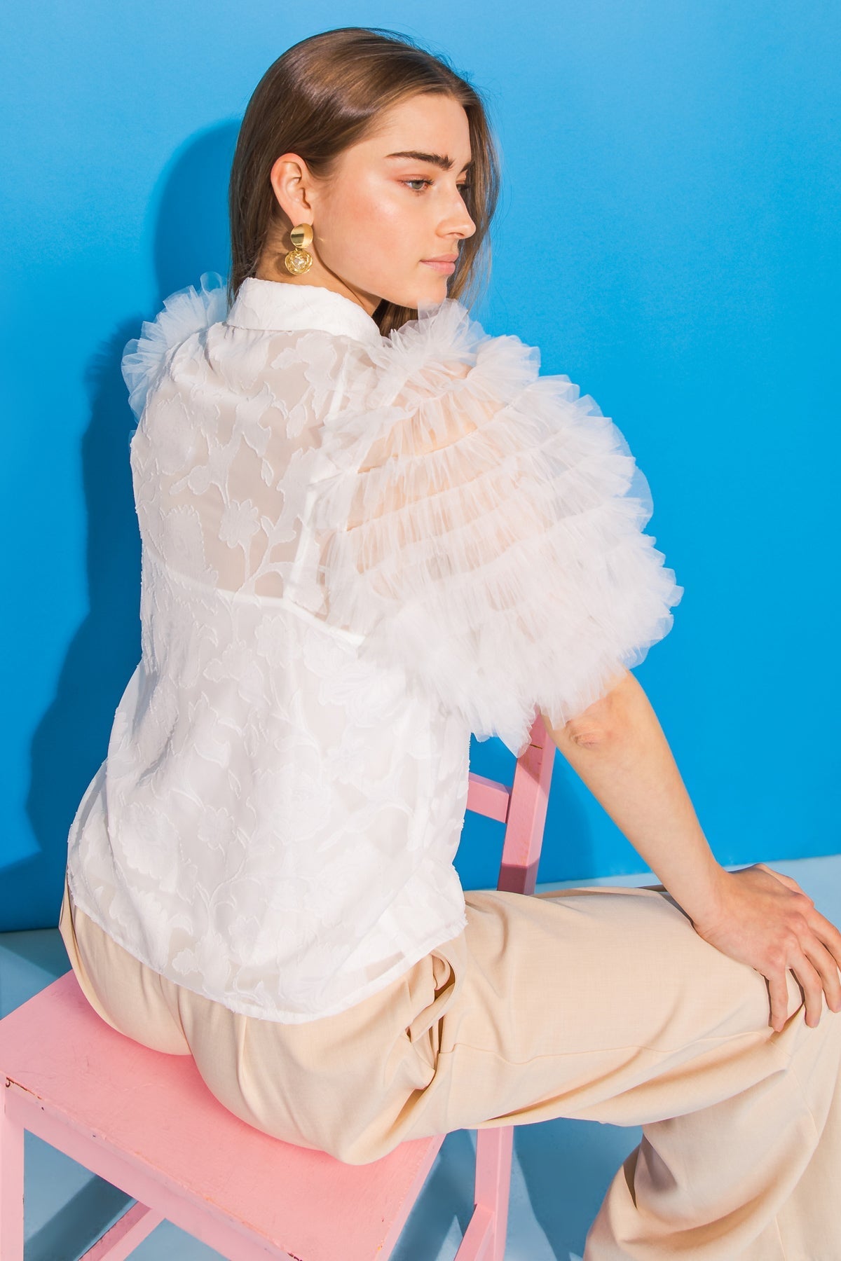 BEAUTIFUL OASIS IVORY WOVEN TOP Flying Tomato