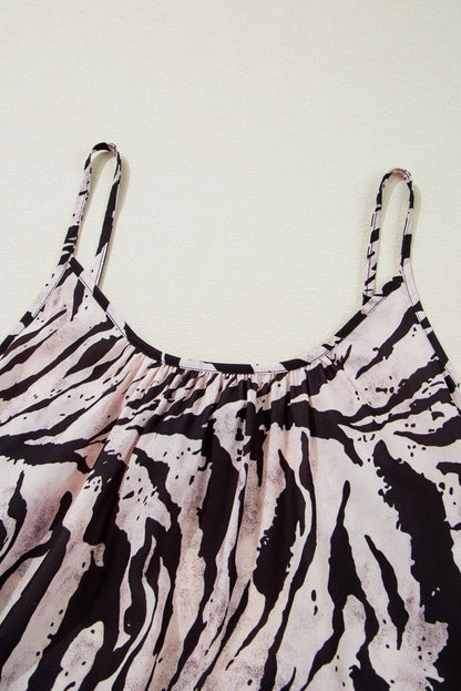 Black Abstract Print Open Back Boho Loose Maxi Sundress - Love Salve 