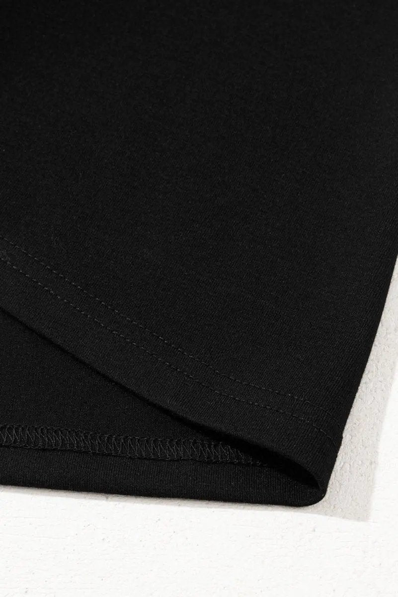 Black Crisscross V Neck Butterfly Sleeve T Shirt for Women - Love Salve 