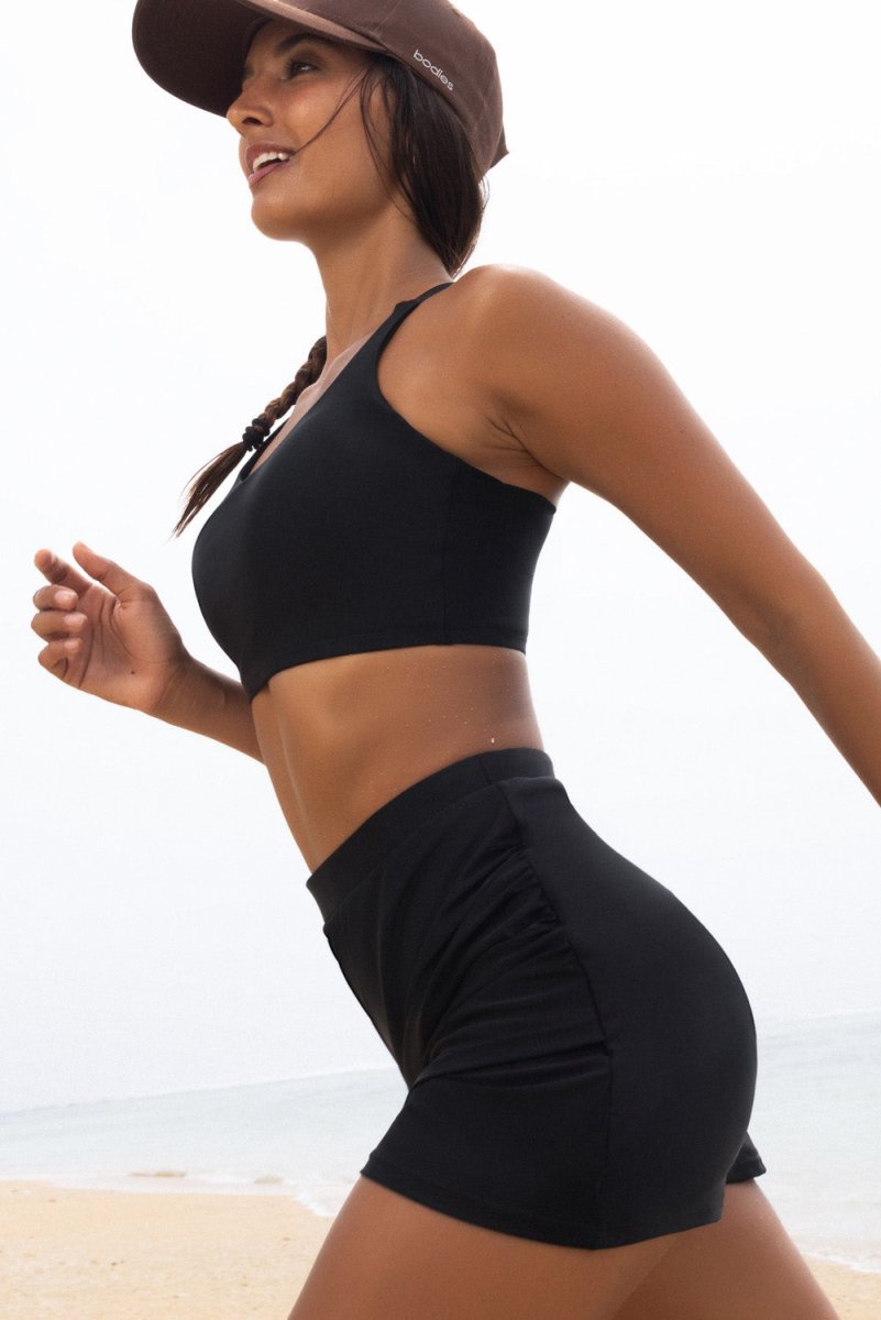 Black Crossover Bikini Tank and Skort Swimwear Set - Love Salve 