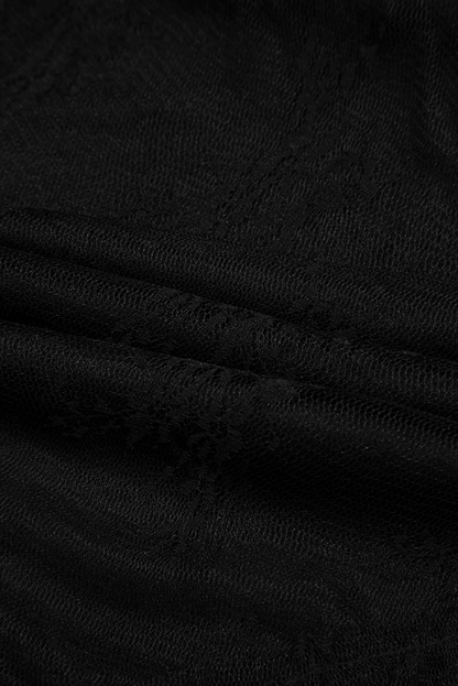 Black Lace Cascading Tiered High Waist Maxi Skirt Women - Love Salve 