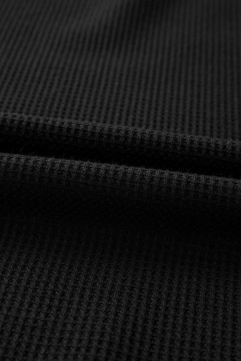 Black Textured Round Neck Long Sleeve Top - Love Salve 