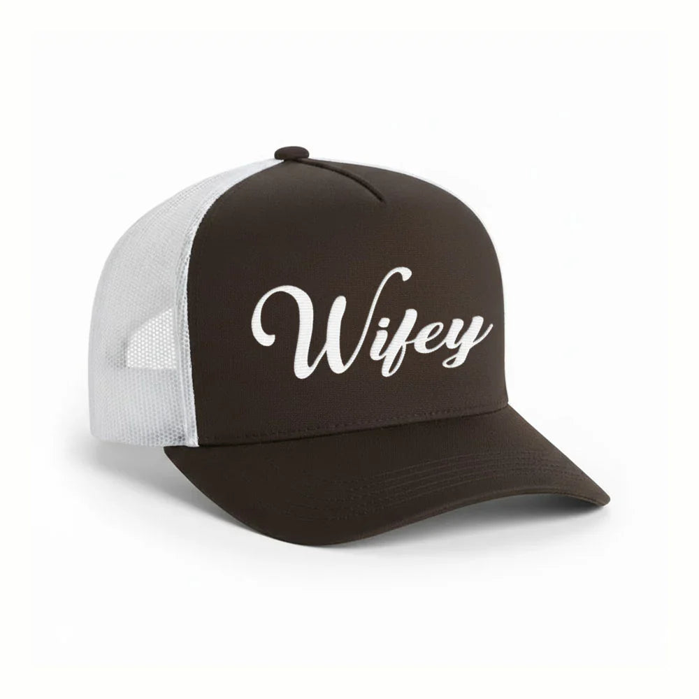 Detailed shot of the interior of the Adorb.co Wifey hat, revealing the comfortable sweatband and quality stitching.