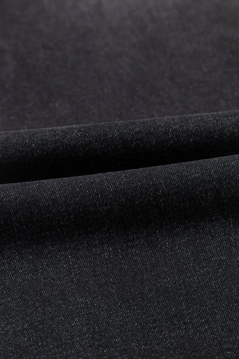 Black Wide Leg Pocketed High Waist Jeans for Women - Love Salve 