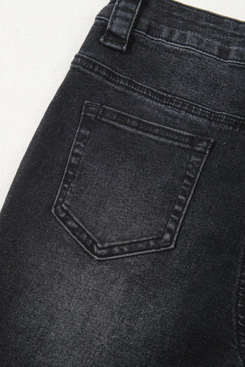 Black Wide Leg Pocketed High Waist Jeans for Women - Love Salve 