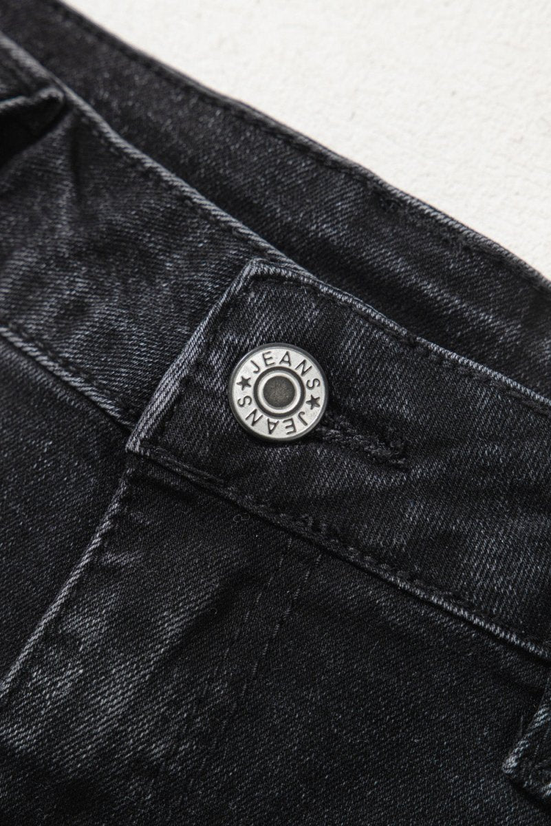 Black Wide Leg Pocketed High Waist Jeans for Women - Love Salve 