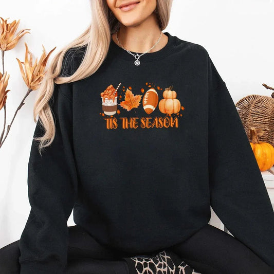 Adorb Custom Tees Tis The Season Fall Vibes Sweatshirt, a cozy cotton fleece pullover for autumn apparel.