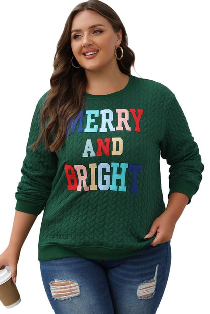 Blackish Green Merry And Bright Cable Knit Pullover Sweatshirt - Love Salve