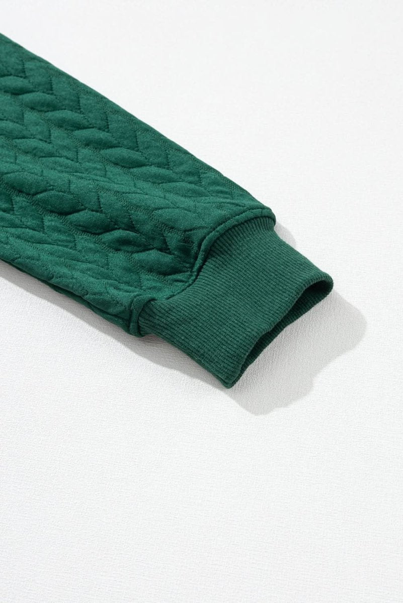 Blackish Green Merry And Bright Cable Knit Pullover Sweatshirt - Love Salve