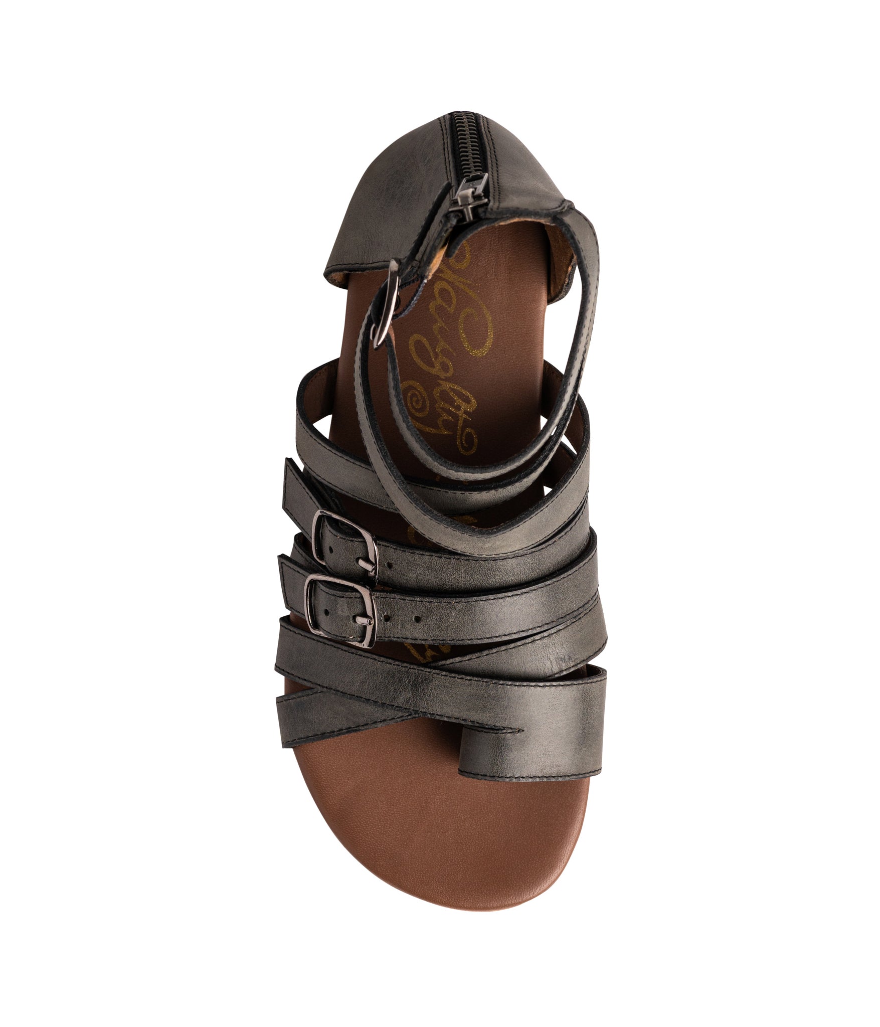 Blair Black Leather Sandals With Adjustable Straps All Day Naughty Monkey