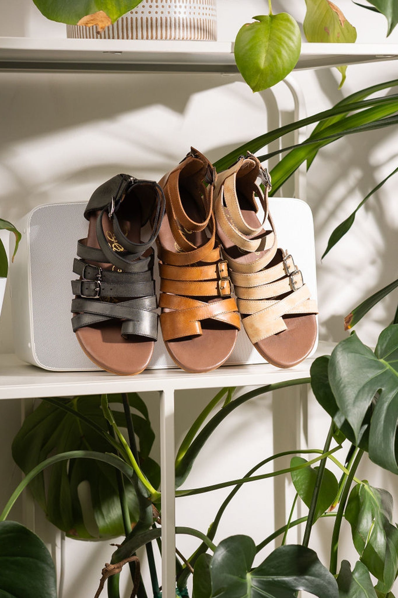 Blair Black Leather Sandals With Adjustable Straps All Day Naughty Monkey