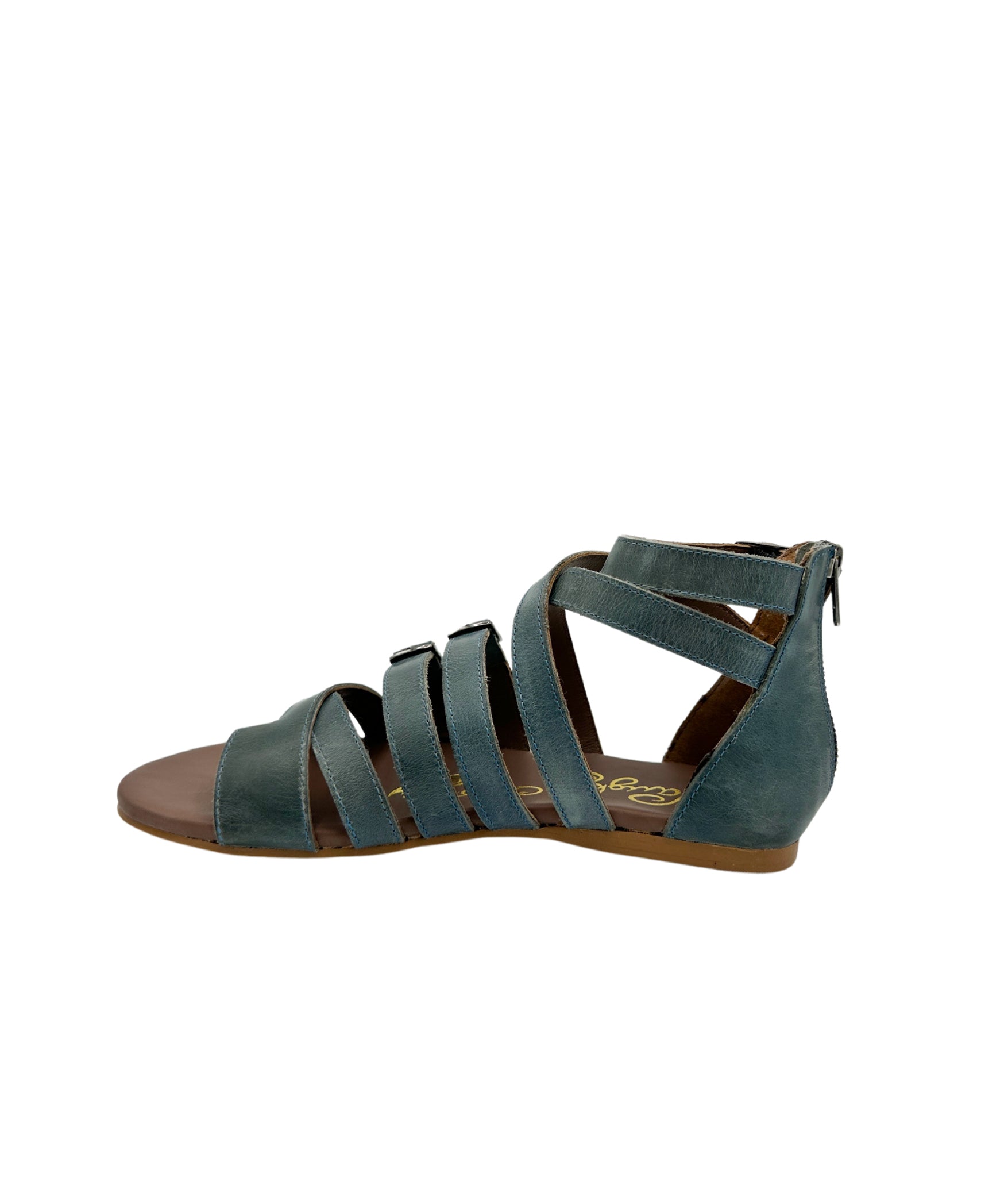 Blair Teal Leather Sandals With Adjustable Ankle Straps Naughty Monkey