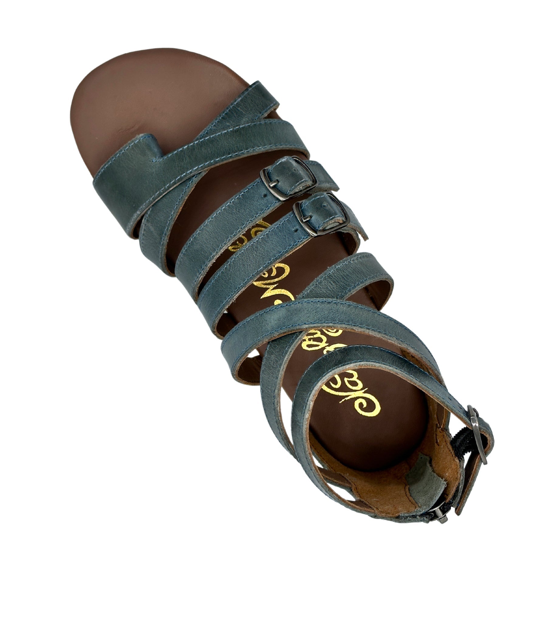 Blair Teal Leather Sandals With Adjustable Ankle Straps Naughty Monkey