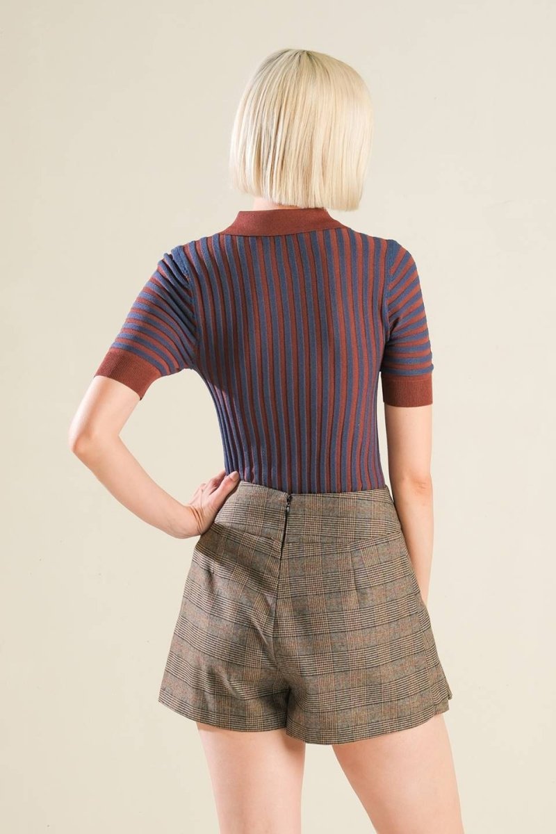 BLISSFUL STROLLS SWEATER POLO TOP - Love Salve
