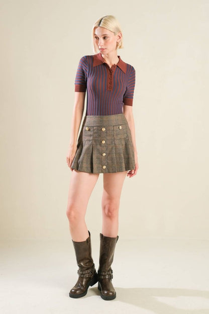 BLISSFUL STROLLS SWEATER POLO TOP - Love Salve