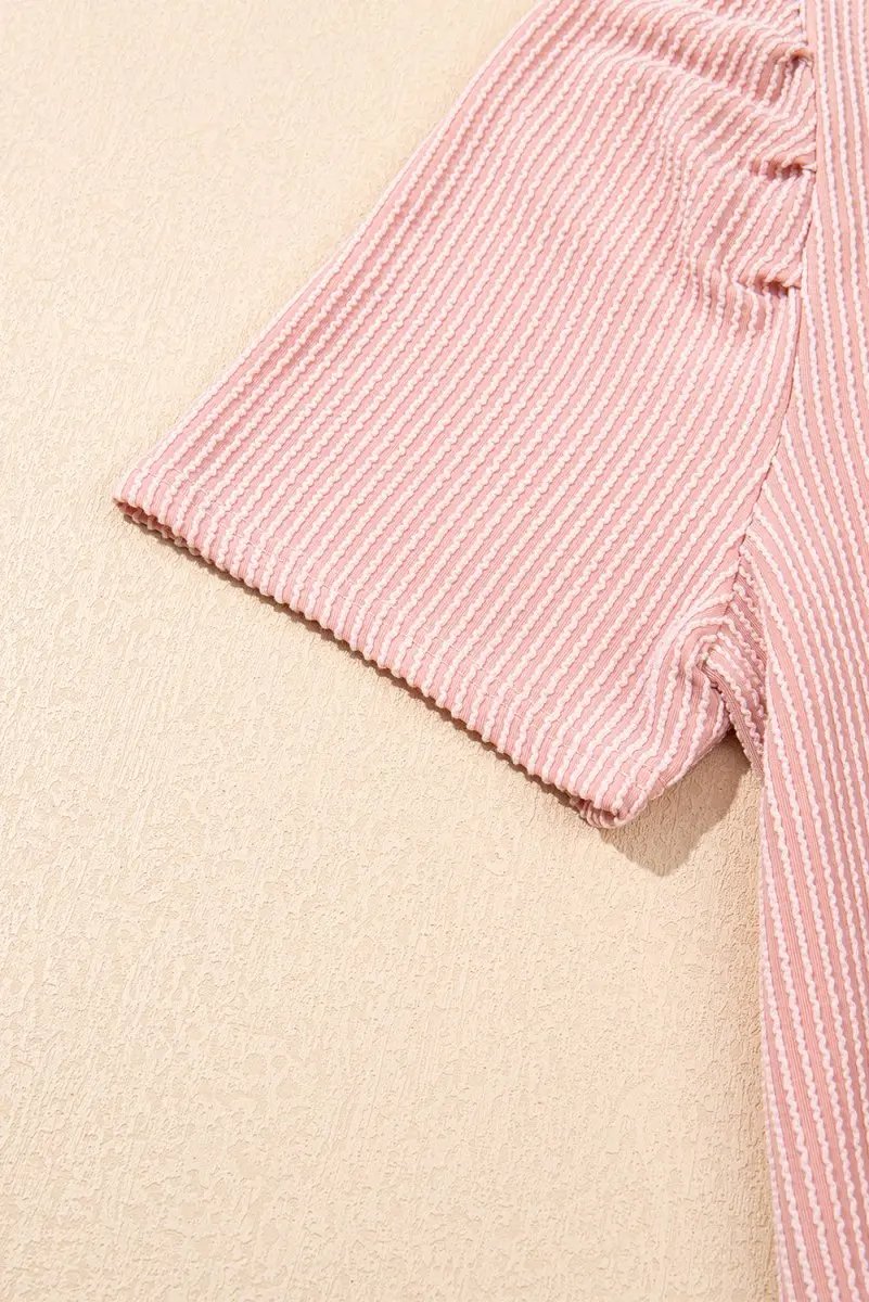 Blossom Corded Knit Crew Neck Puff Sleeve Mini Dress - Love Salve 