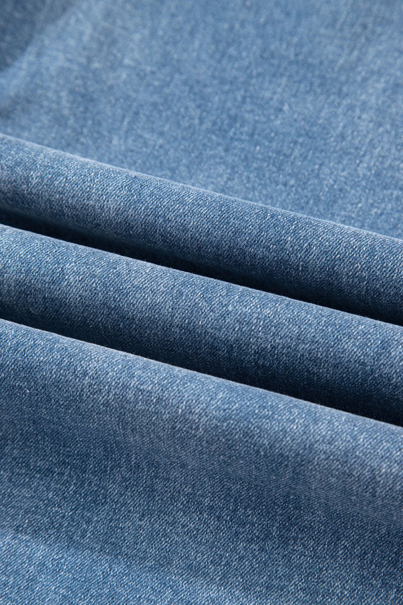 Blue Mid Rise Asymmetrical Waist Wide Leg Jeans for Women - Love Salve