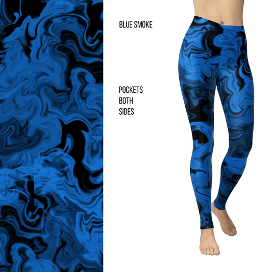 Blue Smoke Leggings Full Length with Pockets MM