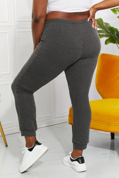 Blumin Apparel Full Size Easy Living Ribbed Joggers - Love Salve 